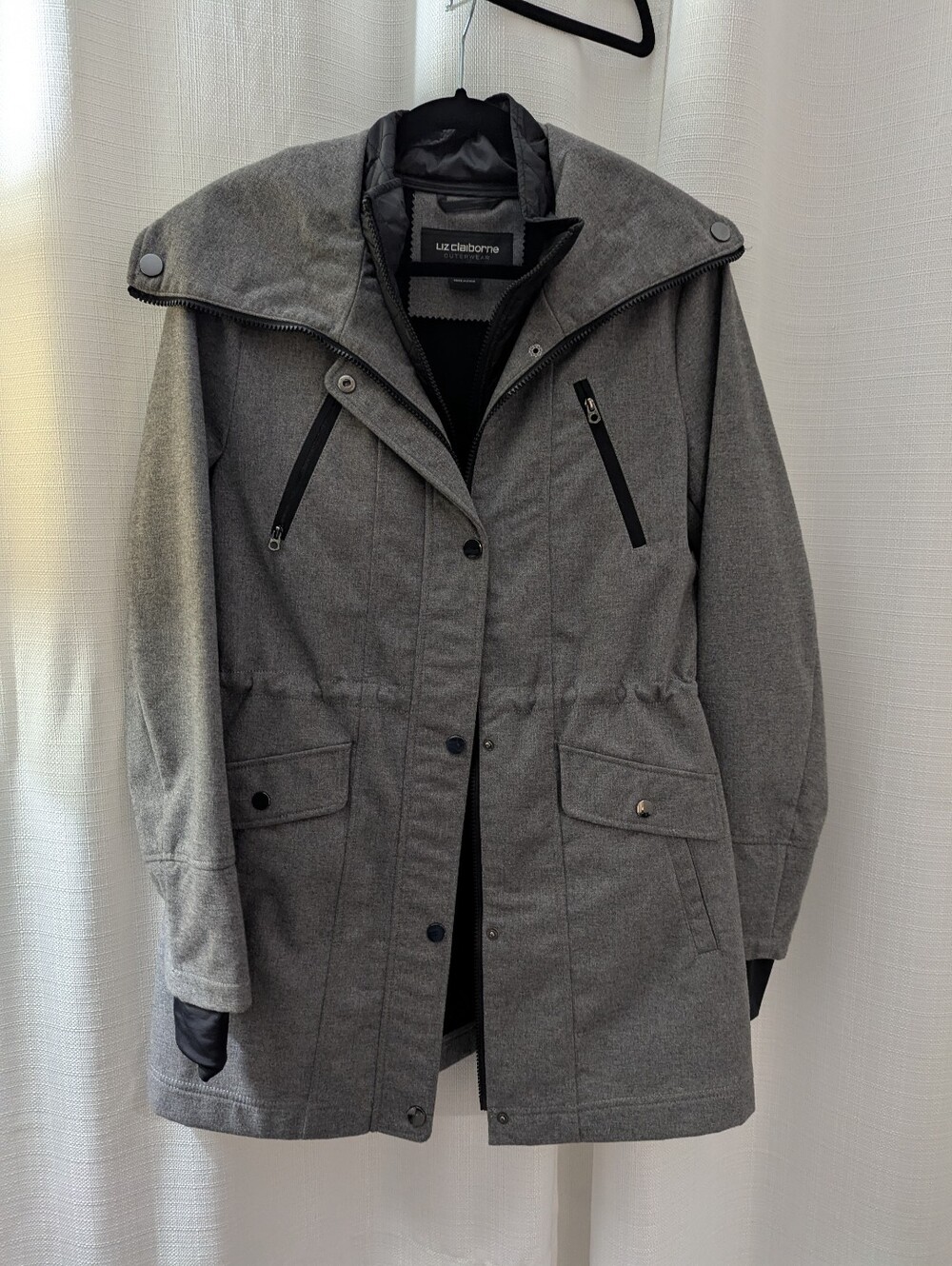 Liz Clairborne Gray Wool blend Jacket Women's Coat Zipper Pockets SMALL